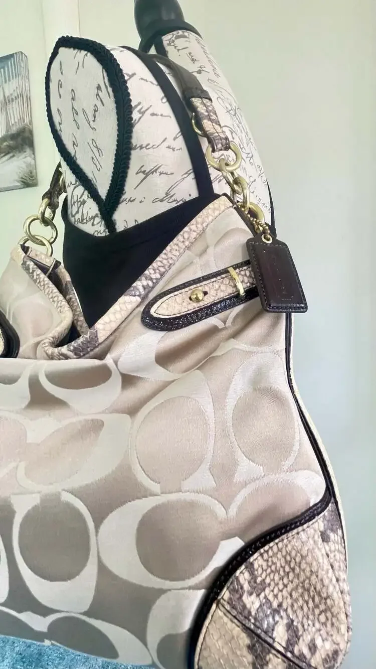 Coach Signature‎ C Hobo Bag with Snakeskin Trim 16408